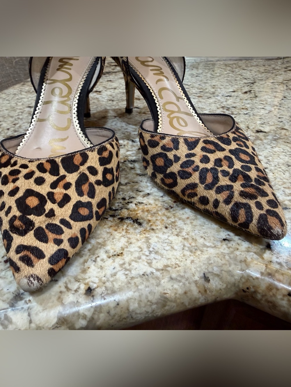 Sam Edelman Leopard Print Pointed-Toe D'Orsay Heels - Brown/Black - Picture 7 of 7